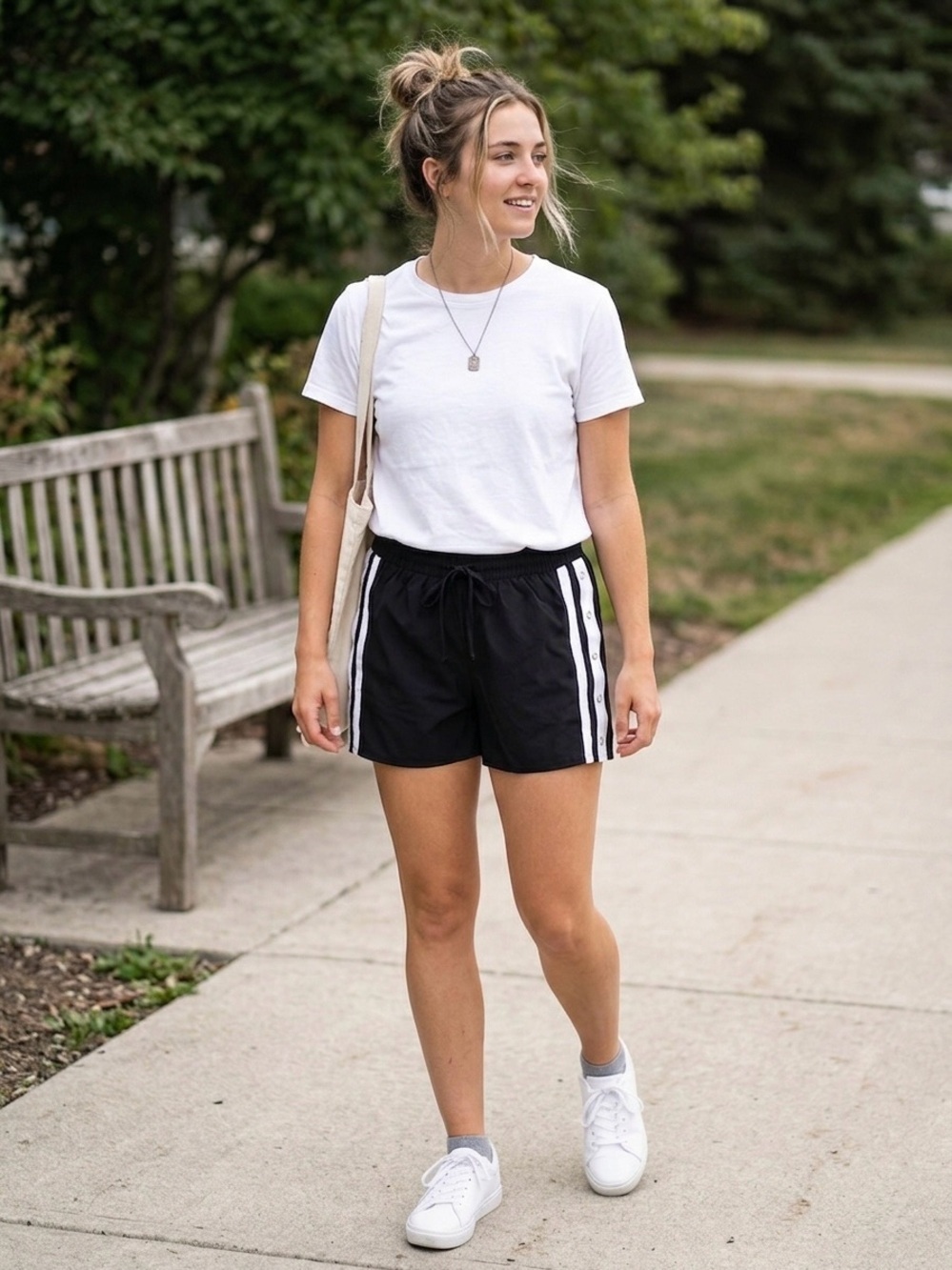 wild fable Black Athletic Shorts with White Side Stripes